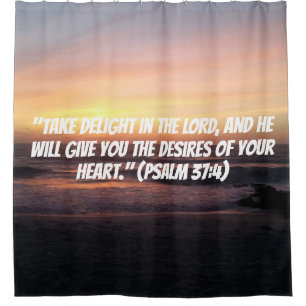 Beach Sunset Print Christian Faith Quote Shower Curtain