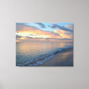 Beach Sunset Reflections On The Water Photographic Canvas Print