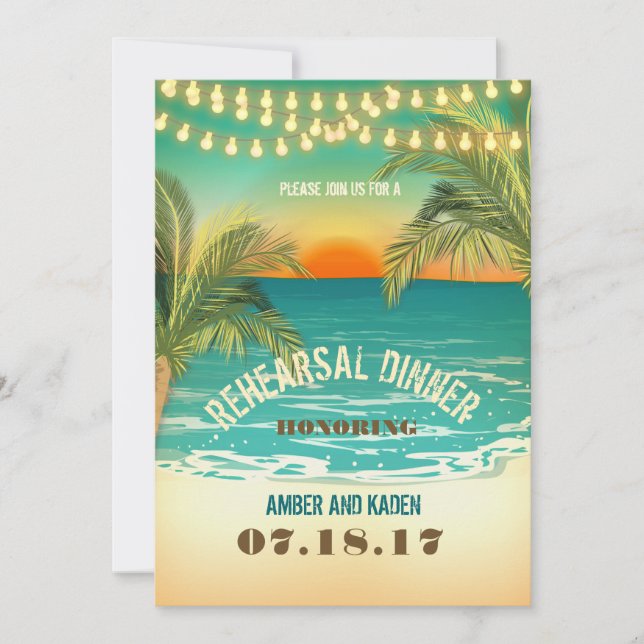 Beach Sunset Rehearsal Dinner 2 Invitation (Front)