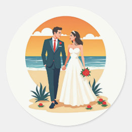 Beach Sunset Romance Sticker