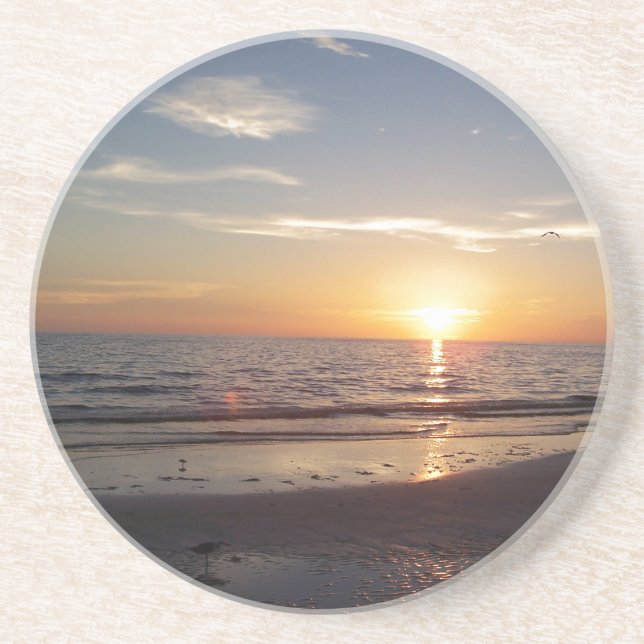 Beach Sunset Sandstone Coaster (Front)