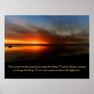 Beach sunset serenity prayer Poster