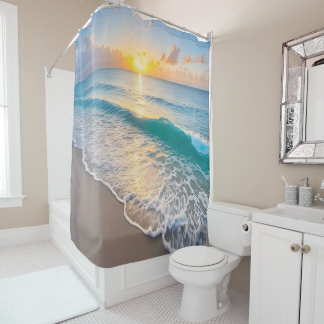 Beach Sunset Shower Curtain (In Situ)