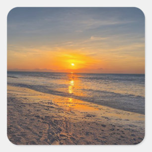 Beach sunset square sticker