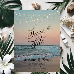 Beach Sunset,String Lights Script Save The Date