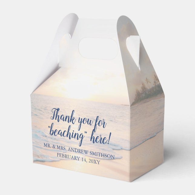 Beach Sunset Sunrise Thank you Personalised  Favour Box (Front Side)