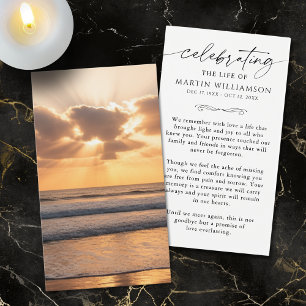 Beach Sunset Sympathy Funeral Prayer Card