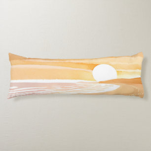 Beach Sunset Watercolor Beautiful Yellow Body Cushion