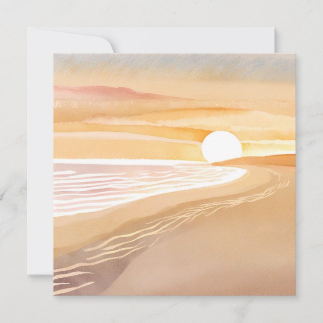 Beach Sunset Watercolor | Beautiful Yellow Card (Front)