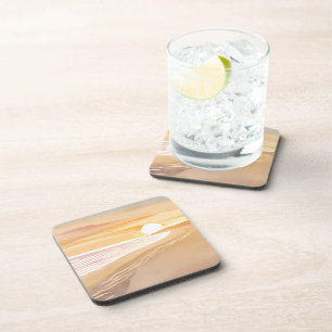Beach Sunset Watercolor Beautiful Yellow Coaster