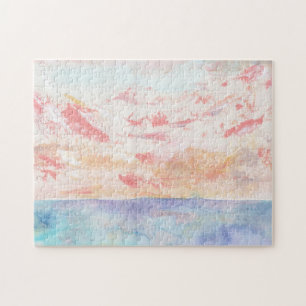 Beach sunset watercolor painting jigsaw puzzle