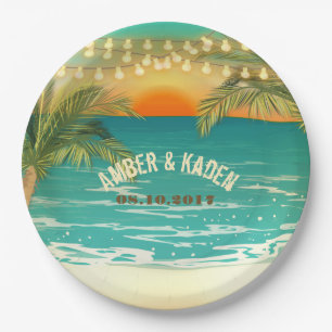 Beach Sunset Wedding Custom Paper Plates