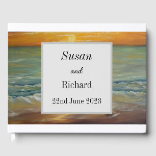 Beach sunset wedding Guest Book