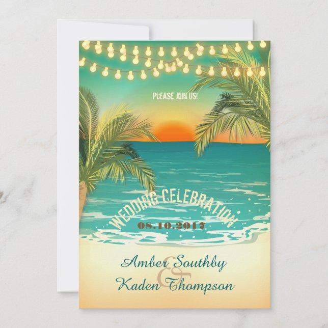 Beach Sunset Wedding Invitation (Front)