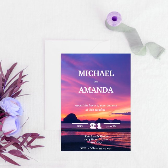 Beach Sunset Wedding Invitation (Creator Uploaded)