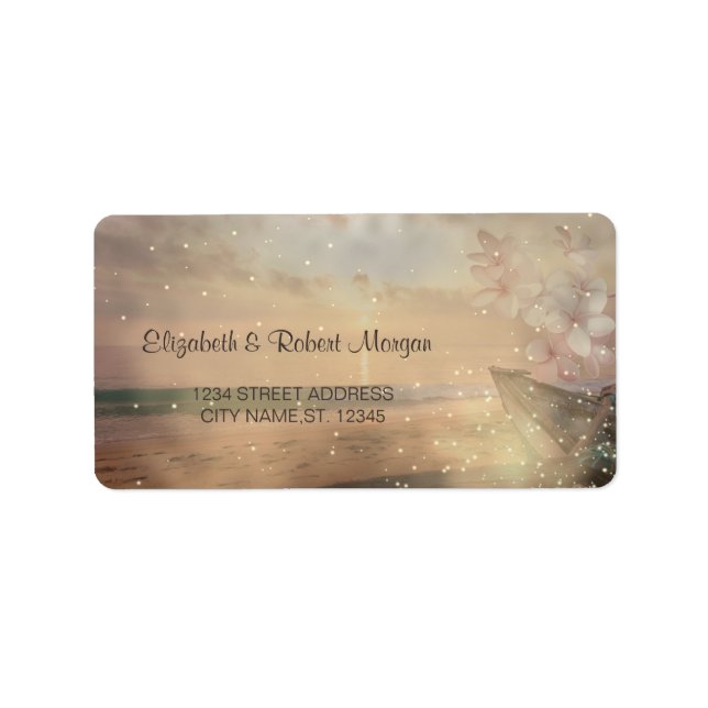 Beach Sunset Wedding,Plumeria Label (Front)