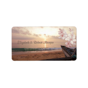 Beach Sunset Wedding,Plumeria Label