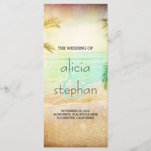 Beach Sunset Wedding Programs Programme (Front)