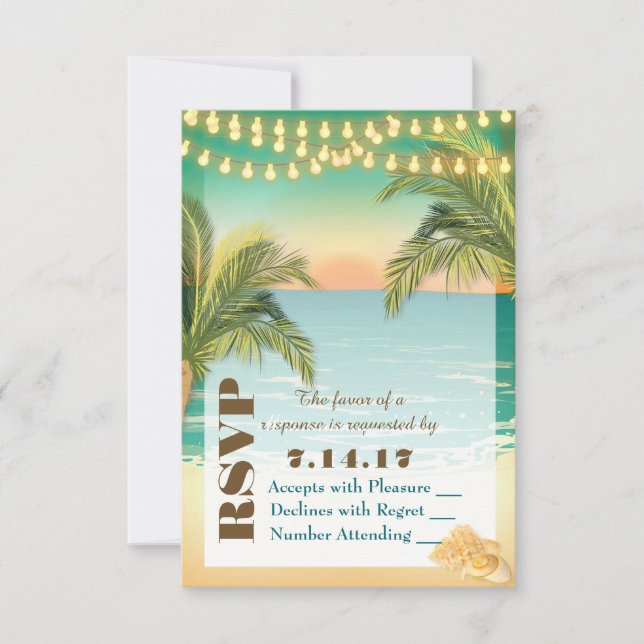 Beach Sunset Wedding RSVP (Front)