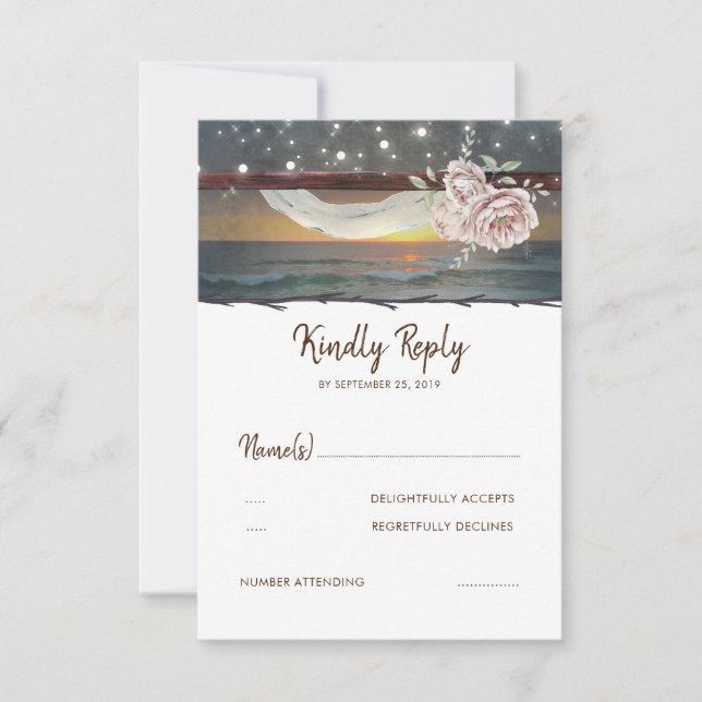 Beach Sunset Wedding RSVP (Front)