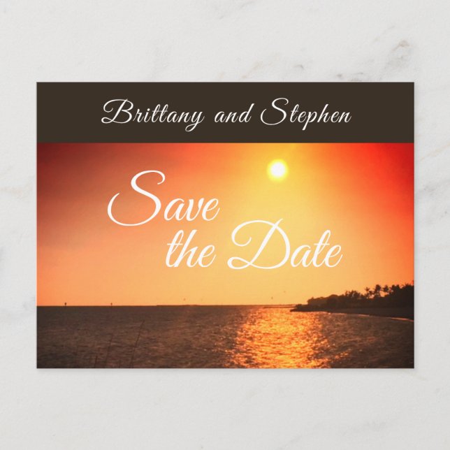Beach Sunset Wedding Save The Date Announcement Postcard (Front)