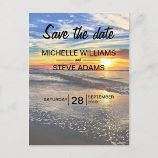 Beach Sunset Wedding Save the Date Announcement Postcard