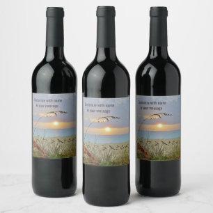 Beach Sunset Wine Label