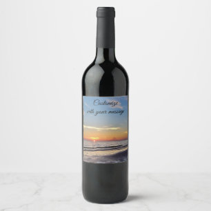 Beach Sunset Wine Label