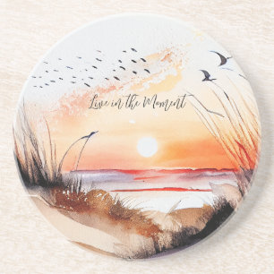 Beach Sunset with Birds Coaster