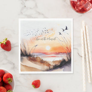 Beach Sunset with Birds Napkin