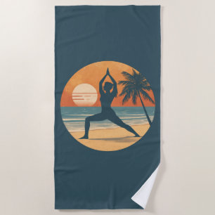 Beach Sunset Yoga Silhouette Coastal Yogi Life Towel