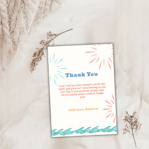 Beach Sunshine Here Comes The Son Baby Shower  Thank You Card