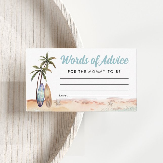Beach Surf Boards Words Of Advice Baby Shower Enclosure Card (Creator Uploaded)