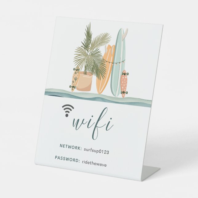 Beach Surf Network WiFi Password Pedestal Sign (Front)