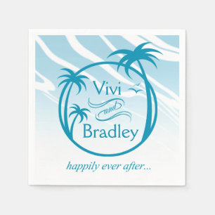Beach Surf Palm Logo   blue Napkin