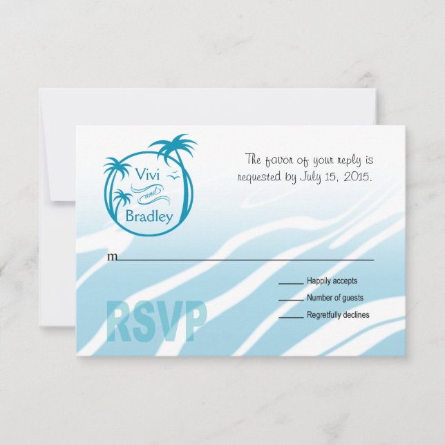 Beach Surf Palm Logo RSVP | blue Card (Front)