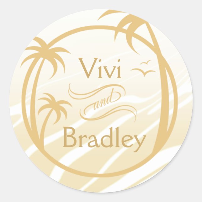 Beach Surf Palm Logo | sand Classic Round Sticker (Front)
