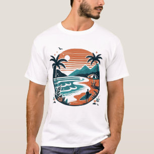 Beach Surf Retro Sunset & Palm Trees T-Shirt