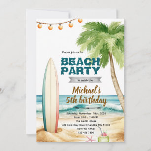 Beach surf theme invitation