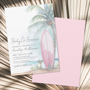 Beach Surfboard Baby On Board Summer Baby Shower Invitation