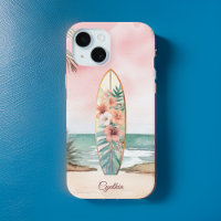 Beach Surfboard Tropical Flowers Island Monogram