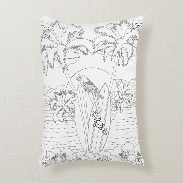 Beach Surfboards Adult Colouring Pillow (Front(Vertical))