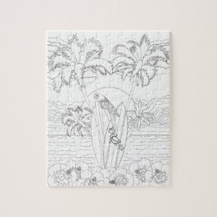 Beach Surfboards Adult Colouring Puzzle