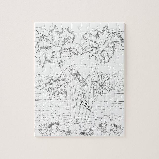 Beach Surfboards Adult Colouring Puzzle (Vertical)