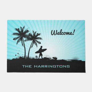 Beach Surfer custom name door mats