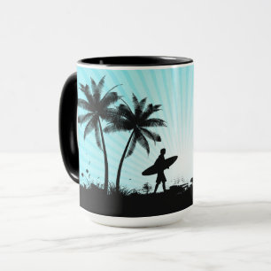 Beach Surfer custom name mugs