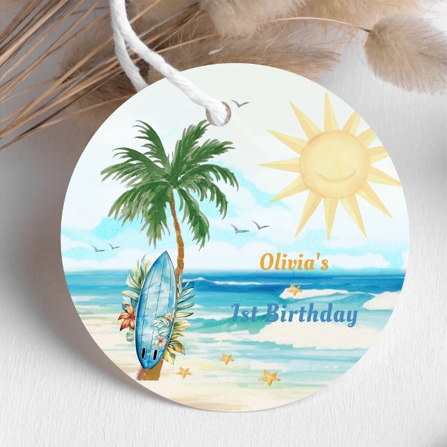 Beach Surfing Birthday Party Favour Tags (Creator Uploaded)