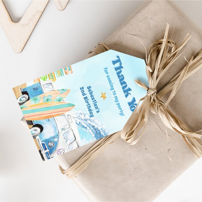 Beach Surfing Birthday Party Gift Tags (Creator Uploaded)