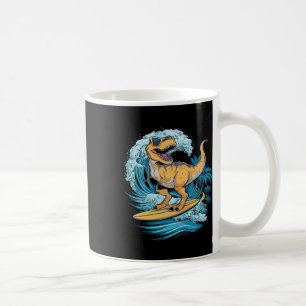 Beach Surfing Dinosaur T-rex Surfer  Coffee Mug