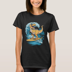 Beach Surfing Dinosaur T-rex Surfer  T-Shirt